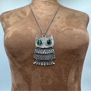 SilverToned Owl Pendant Necklace